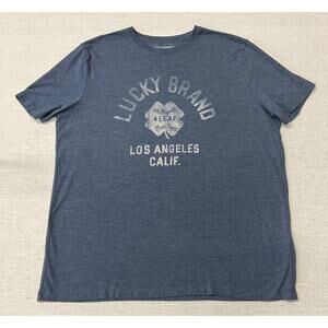 Lucky Brand Soft Navy "4-Leaf Clover" Graphic Tee- Men's XL- NWOT